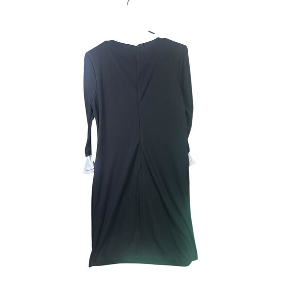 KARL LAGERFELD PARIS BLACK DRESS BABY BLUE RUFFLE CUFF WOMEN’S SIZE 10 - Picture 2 of 8